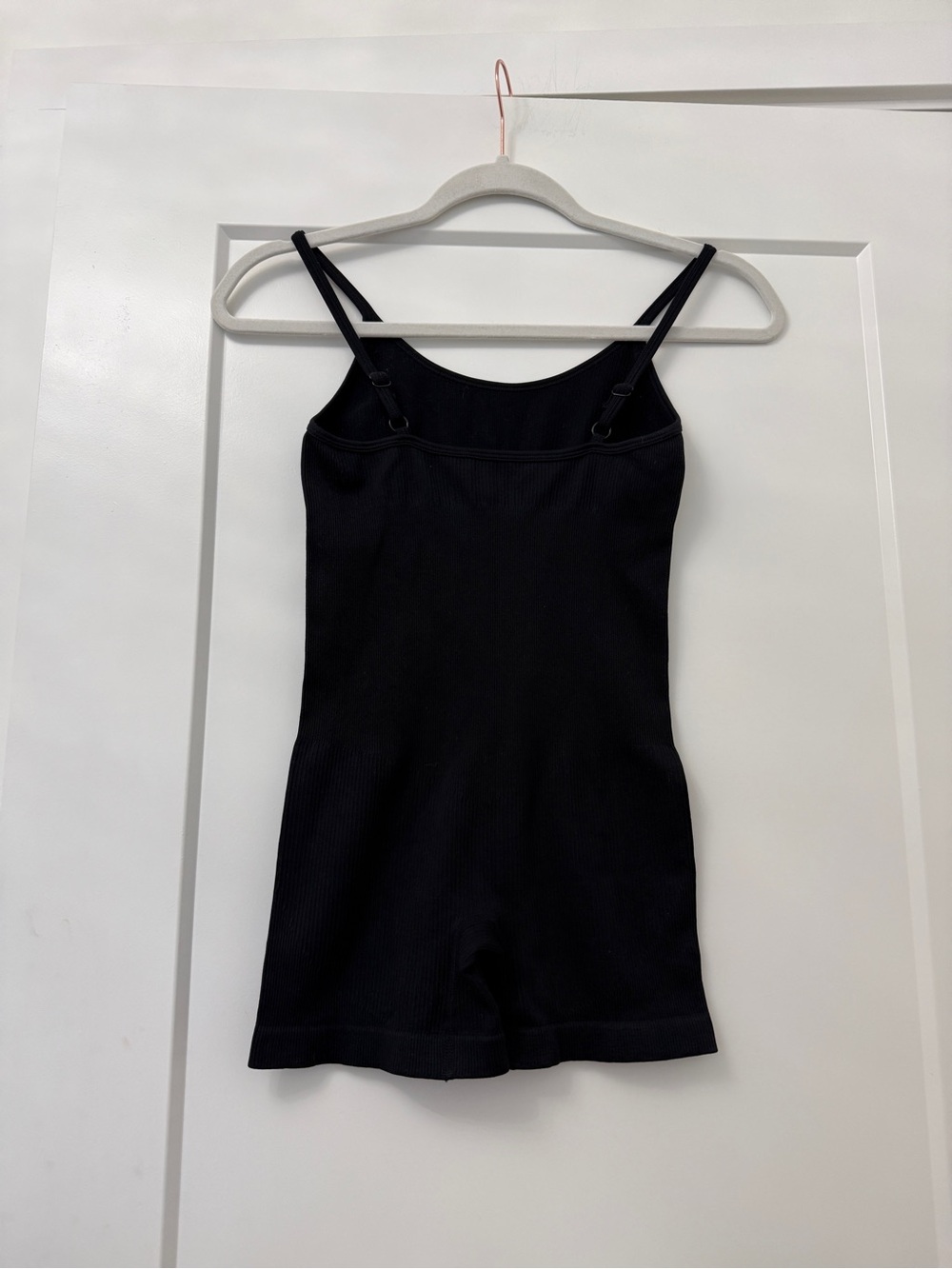 Amazon Black Ribbed Spaghetti-Strap Romper - Picture 2 of 3